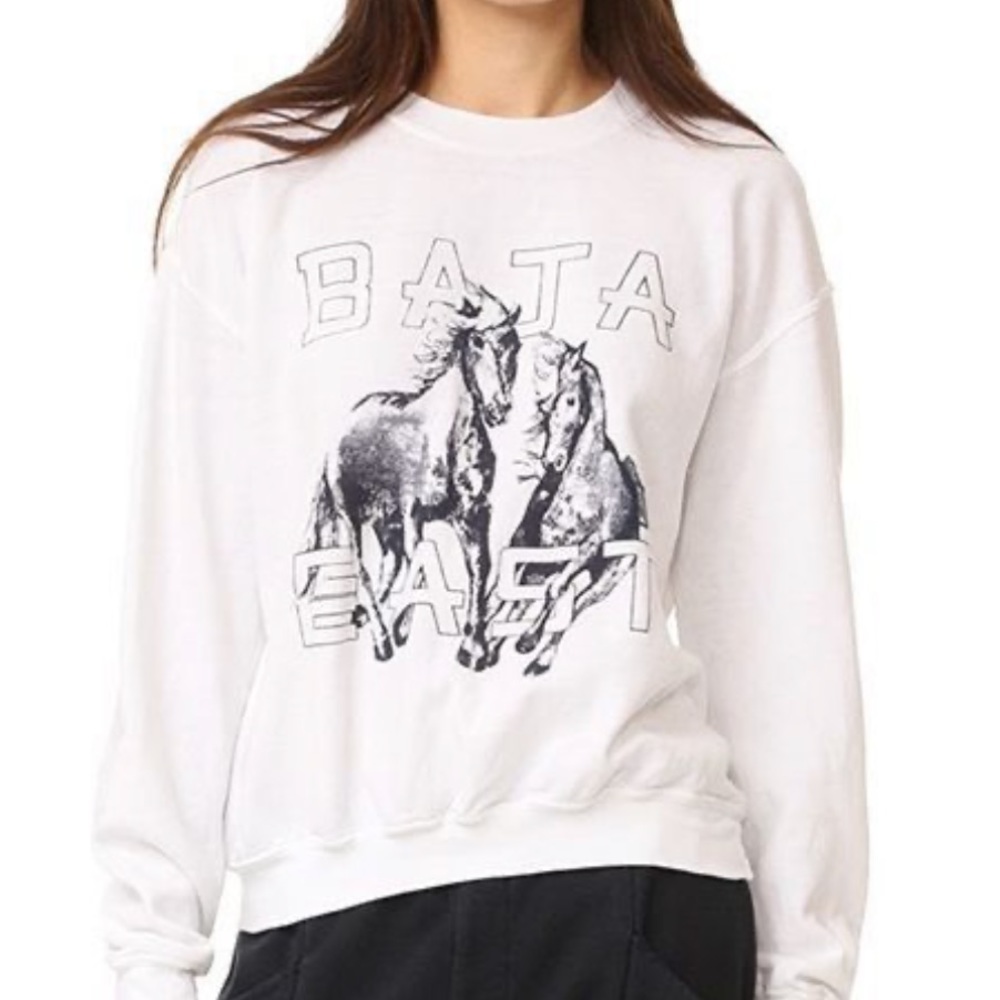 Baja East White Wild Horses Crewneck Sweatshirt